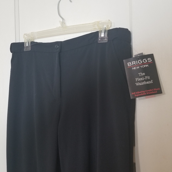 BRIGGS NEW YORK FLEXI FIT WAISTBAND black Zippered And Button Dress Pants 10 - Picture 2 of 4